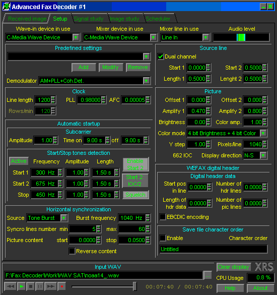 Advanced Fax Decoder - Control Panel